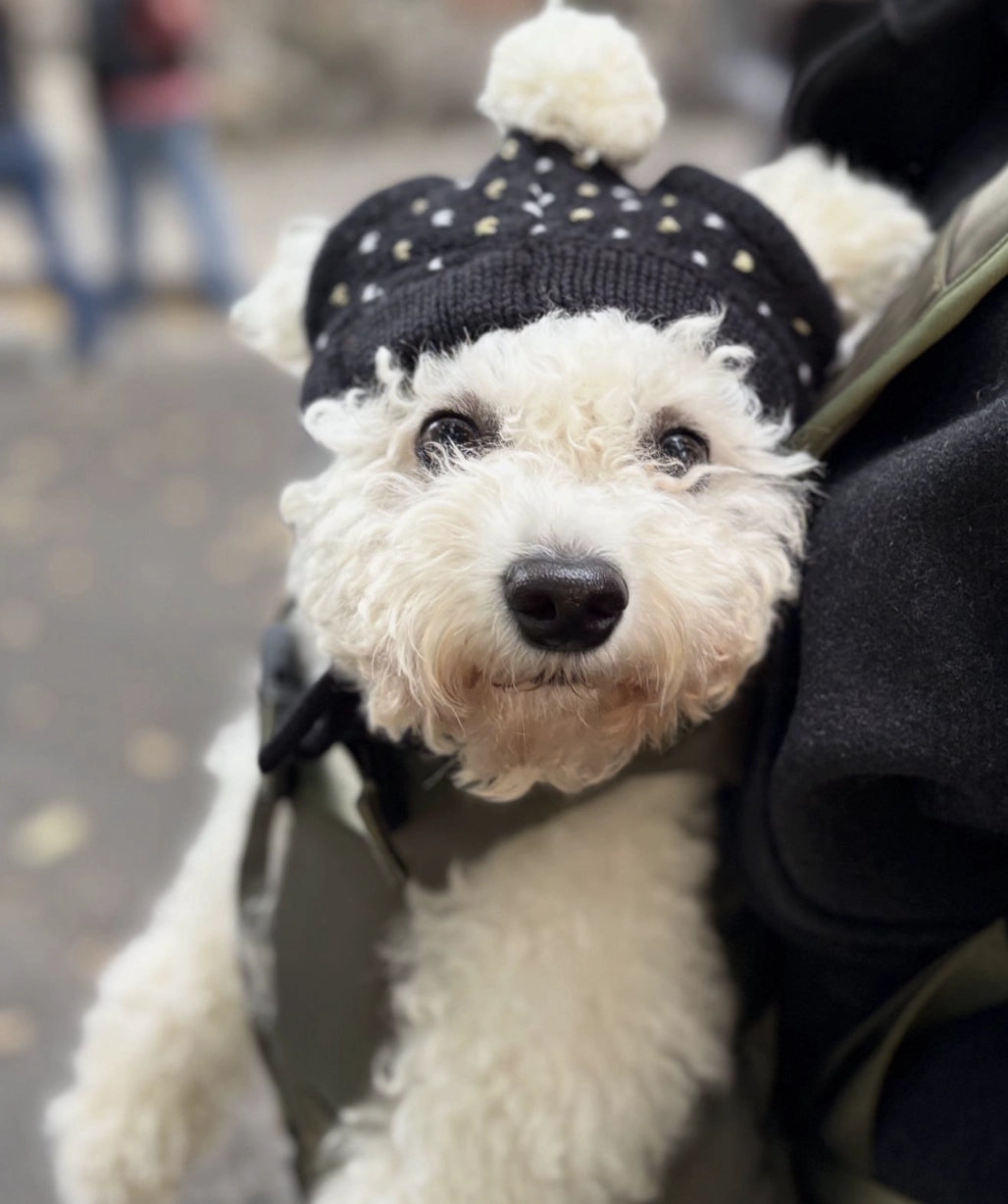 Sininen pipo tupsulla